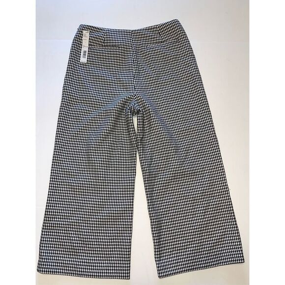 Gianni Bini Women's 6 Black White Houndstooth Knit Hi Rise Cropped Wide Leg Pant - Picture 7 of 7
